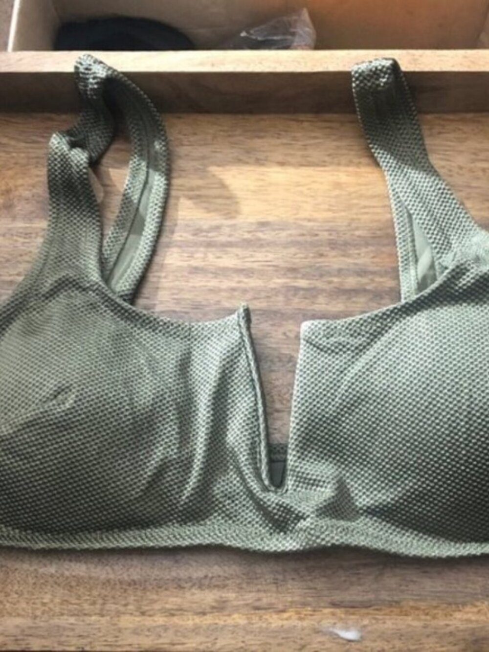 Aerie Olive Textured Bikini Top